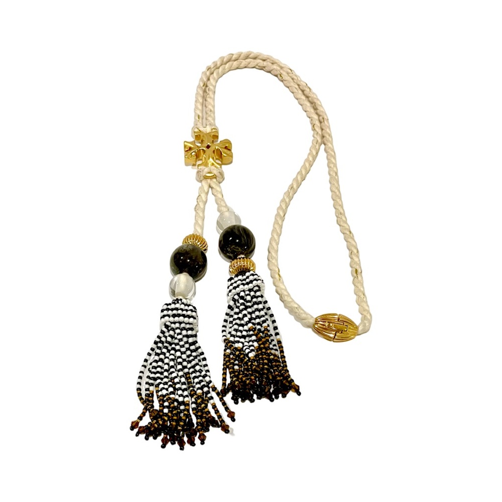 ROXANNE LONG TASSEL NECKLACE
Color: Rolled Brass / Neutral Multi